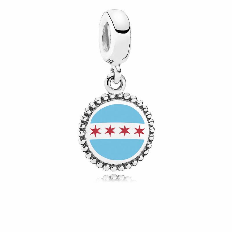 Pandora Australia Chicago Flag Dangle Charm - Sterling Silver | XVUDYC986